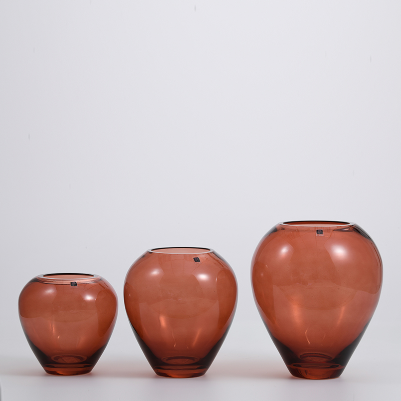 Heavy duty big glass bowl for luxury home decoration colored jar design glass flower vase flower containers