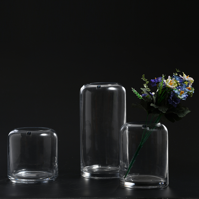 Clean clear transparent glass vase for home or cafe decoration on sale