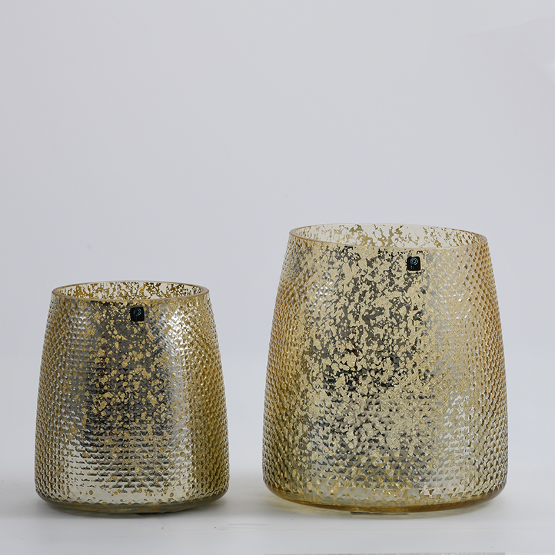 Glassware factory glass home decor like a golden bowl with electro golden ring glass flower vase