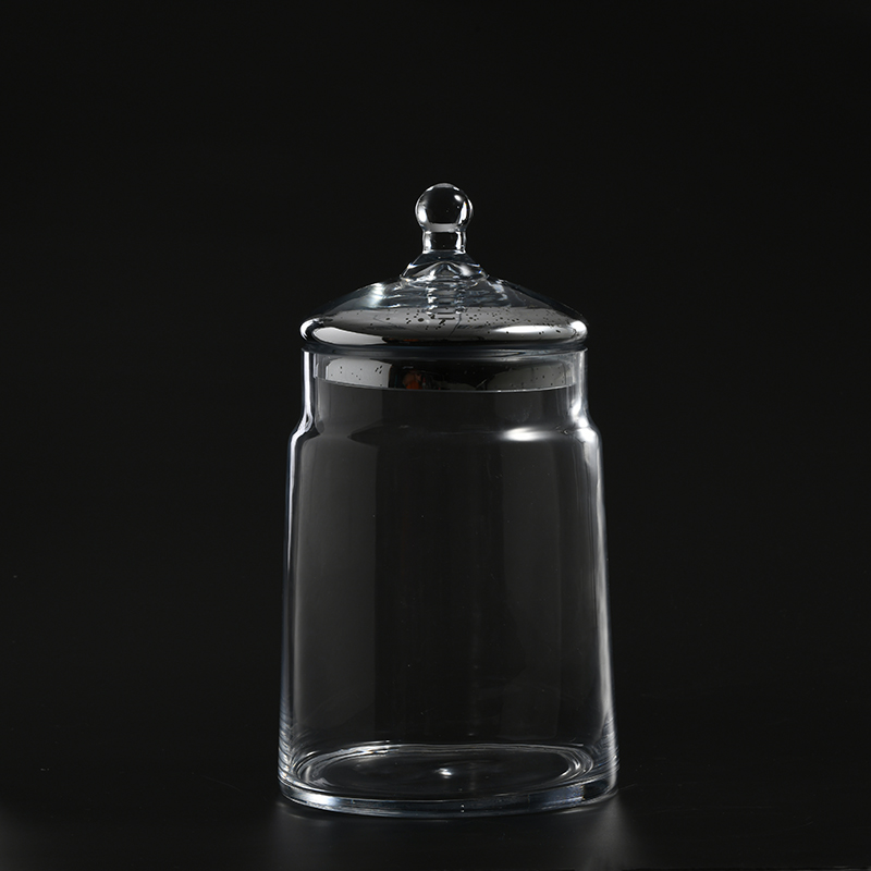Heavy-duty transparent simple design all clear glass candy jar or marshmallow jar with glass lid from Chinese factory on sale