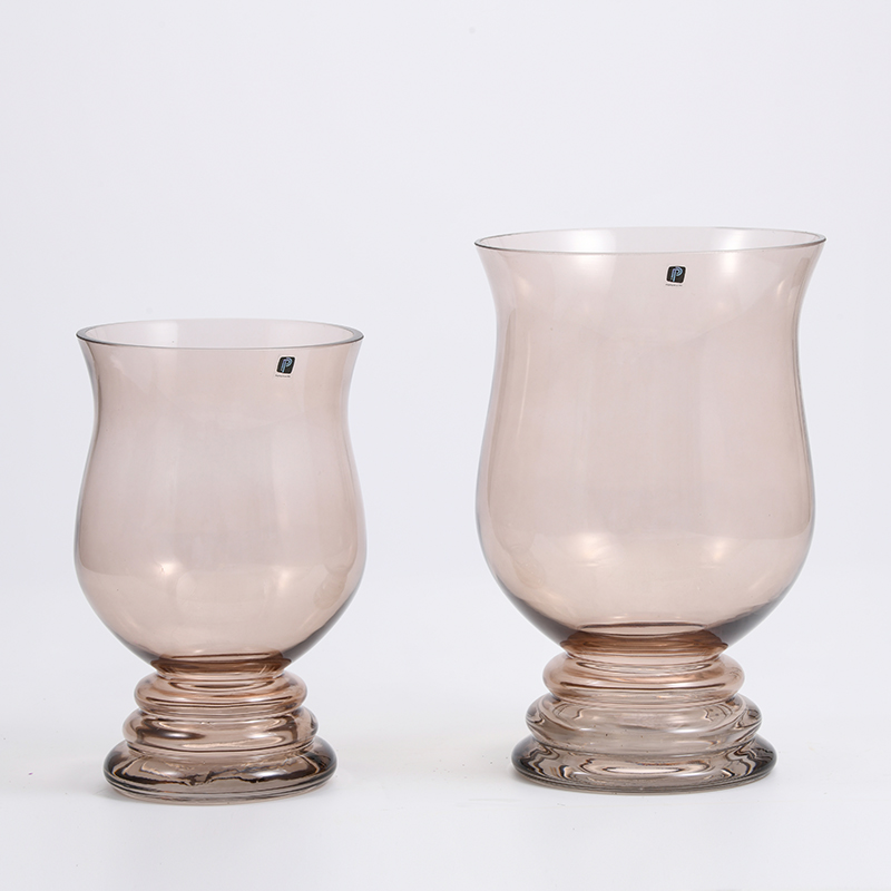 Transparent mushroom design yellow top glass vase for home decoration table top flower glass vase manufacture supply