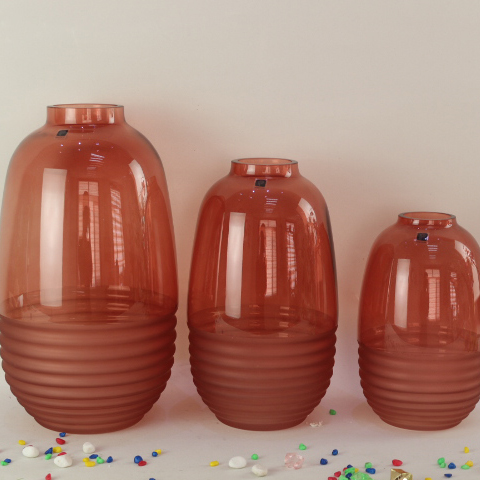 High quality customized size solid color cambered cylinder glass vase for sale
