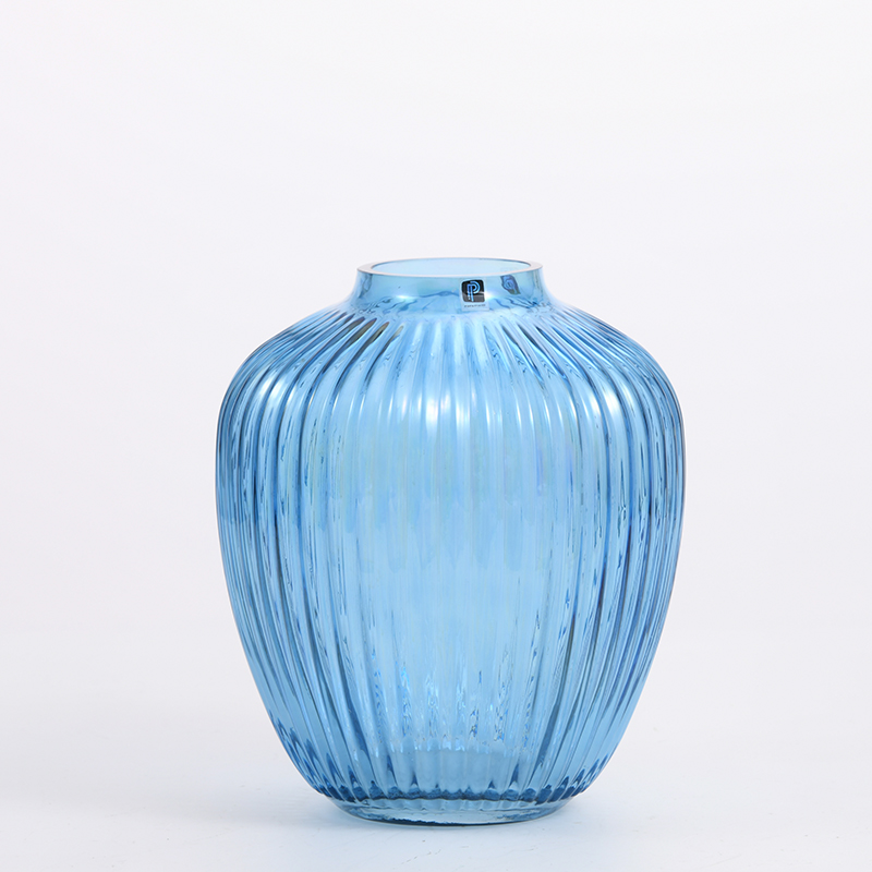 High quality geometric design electro-water different sizes glass decorative glass flower vase Chinese factory supply