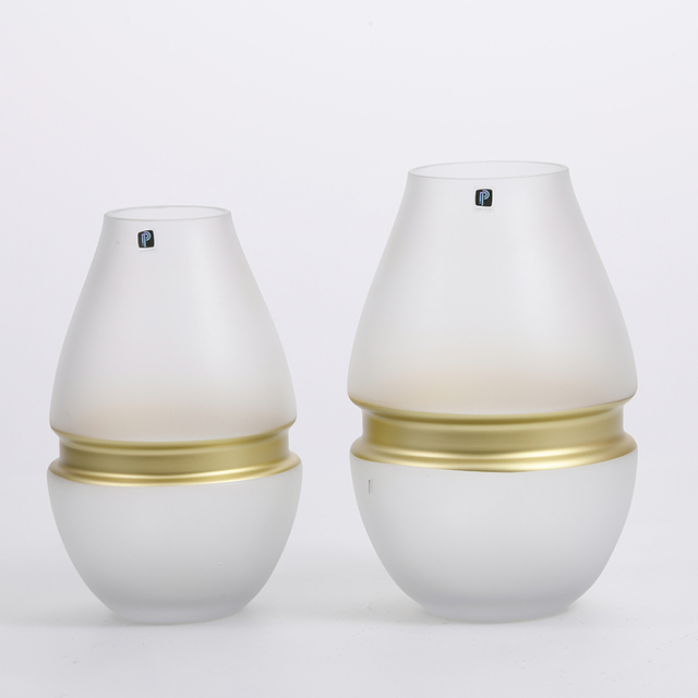 Glass egg design with an open top and floral White enamel painting glass flower vase manufacture supply