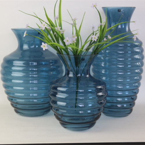 Wholesale Home Decoration Gifts Glass Handmade Blue Borosilicate Glass Vase Terrariums Flower Container