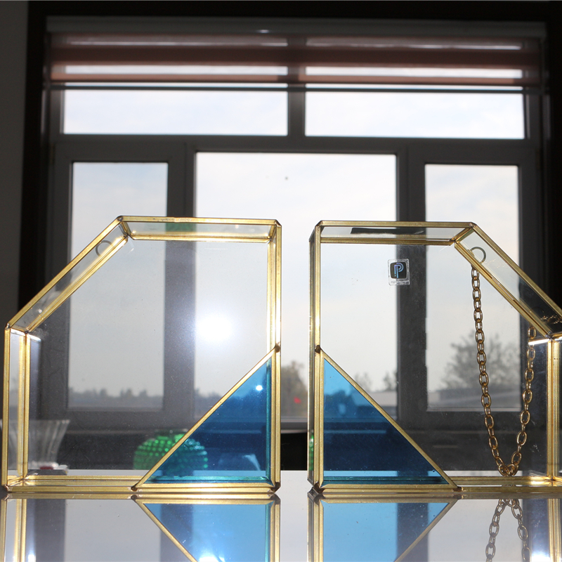 Geometric Design With Blue corner Flower House For decoration High quality glass flower terrarium