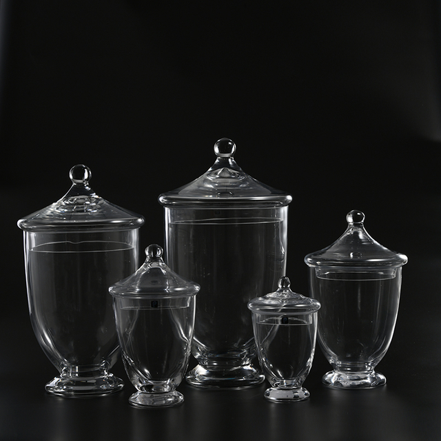 Storage jar glassware with glass lid for Candy and marshmallow glass jar for European market Chinese factory directly
