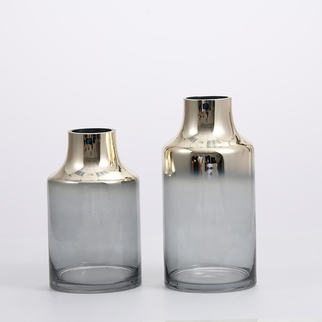 Glassware golden top and colored clear bottom modern style fashion design glass flower vase on sale