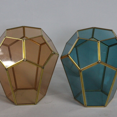 2020 New design black non-transparent vases geometric glass vase plant glass terrarium