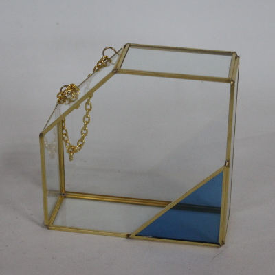 Wholesale geometric terrarium glass decor hanging golden terrarium flower vase plant container