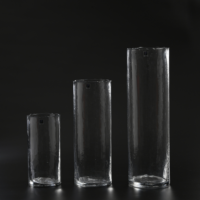 Classic style flower vase cylindrical straight glass vase