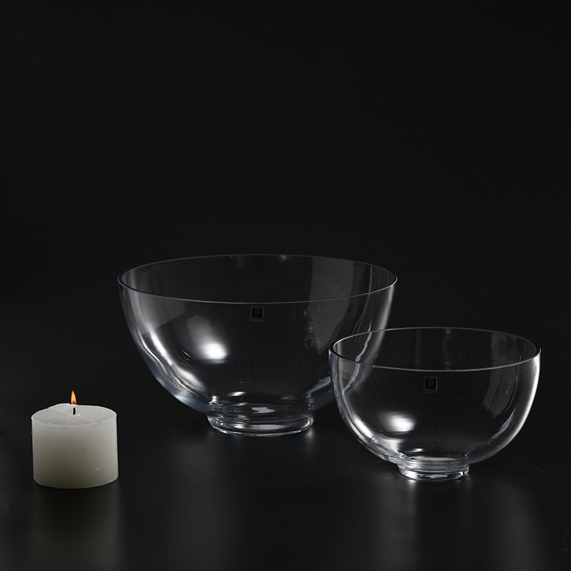 Glass bowl for candles heavy duty hand blown transparent glass candle holder for home decoration