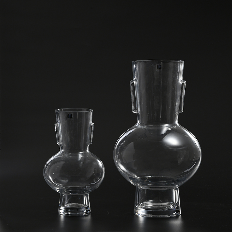 Hand-blown nordic style very special design transparent glass flower vase on sale