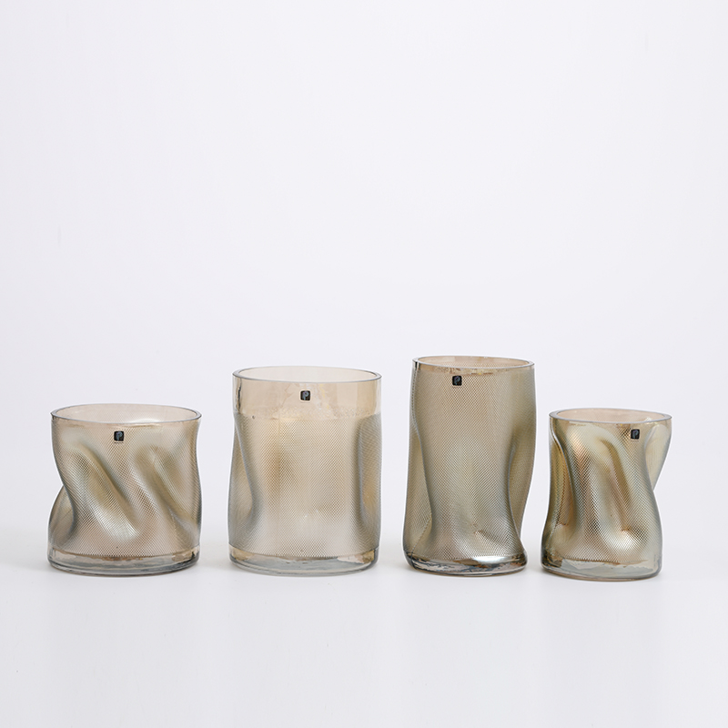 High quality modern style electro-water twisted design amber colored glass flower vase Chinese manufacture