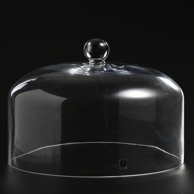 Thick Glass Cover with wood plate Dessert Bread Cake Display Stand professional Manufacture Supply For Party Decoration