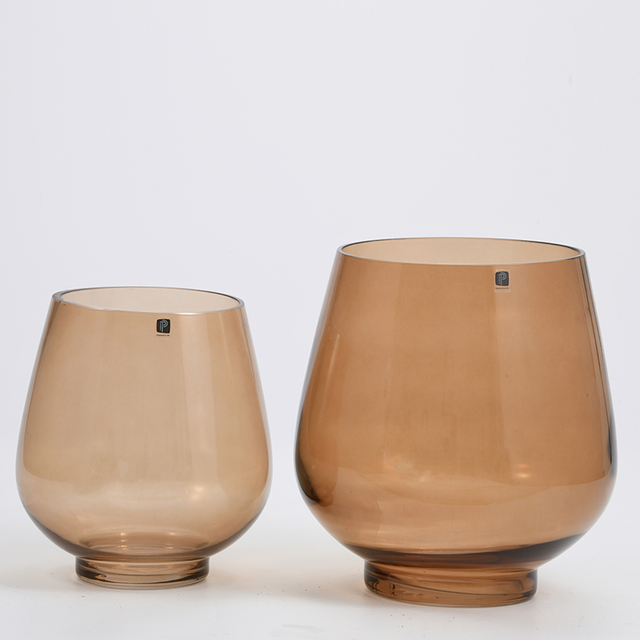 Heavy duty transparent jar grey colored for flower container design glass flower vase Chinese manufacture supply