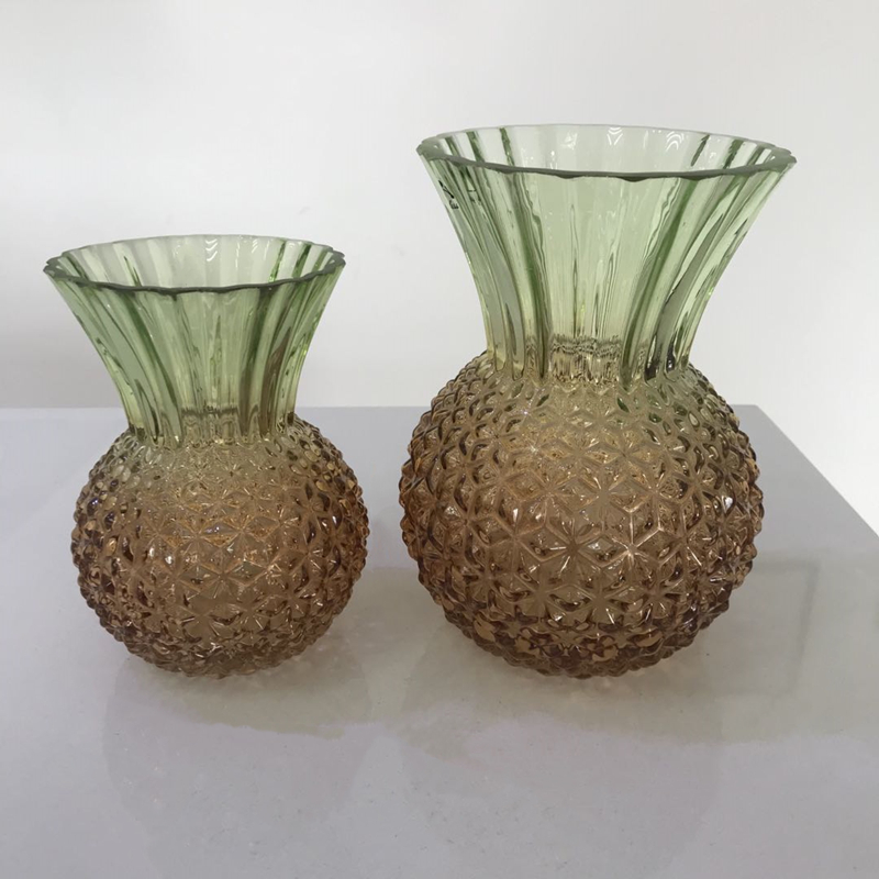 Green Glass Vases Wholesale Cheap With Artificial Flower Decorative