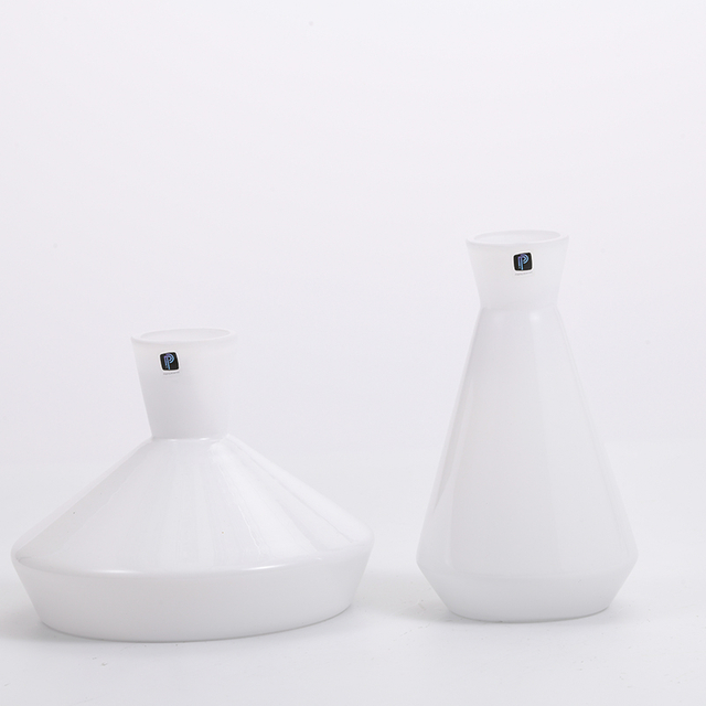 Simple design White enamel painting glass vase for decoration flower glass flower vase manufacture supply