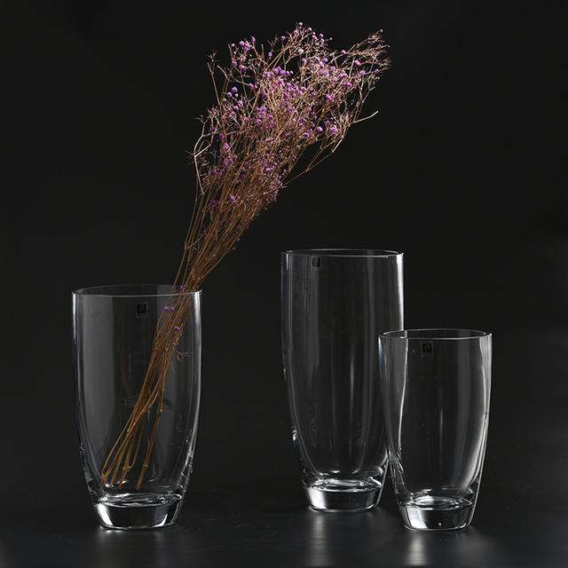 Classic Style Clear Tall Flower Plant Bud Decorative Recycled Glass Vase for Wedding/Christmas