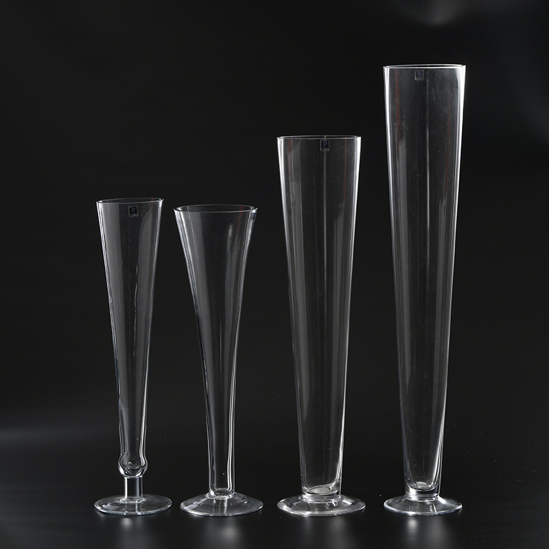 Typical design glass flower vase for decoration customized transparent hand-blown clear glass flower vase on sale