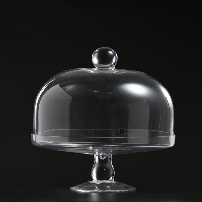 Transparent hand-blown glass cake cover with glass stand design Glass Cake stand Cover on sale