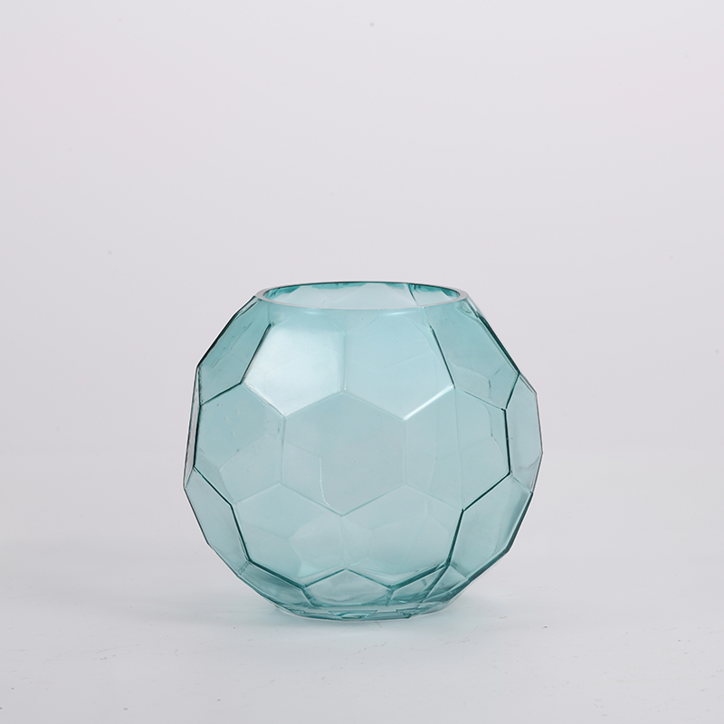 Hot selling Glassware pink green glass vase diamond design glass flower vase for home decoration