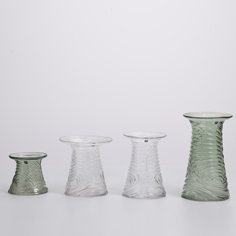 Heavy duty classic style glassware with open mouth and electro-water processing glass flower vase Chinese manufacture