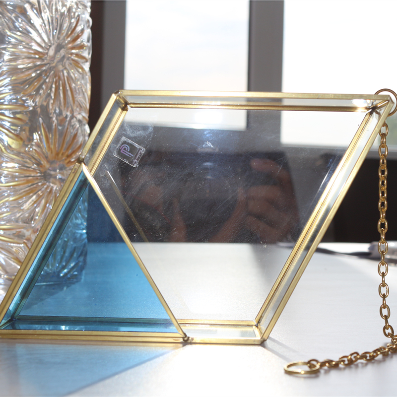 Geometric Design With Blue corner Flower House For decoration High quality glass flower terrarium