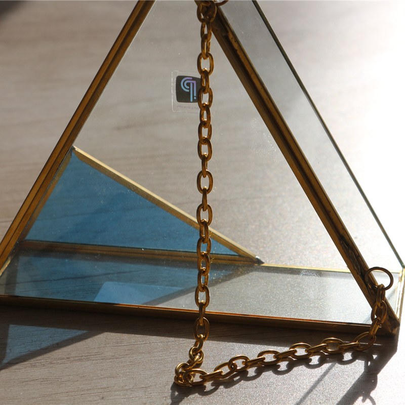 Triangle Flower house High quality glass Hanging Style terrariums with blue corner for decoration
