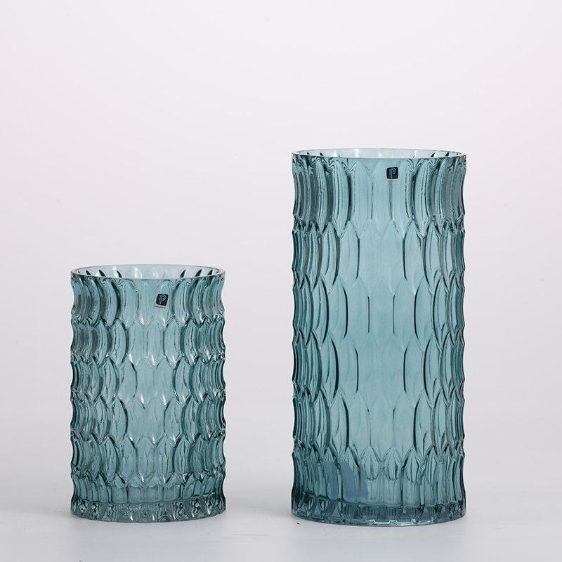 Hand-blown transparent hot sale floral design glassware for home decors glass flower vase Chinese manufacture