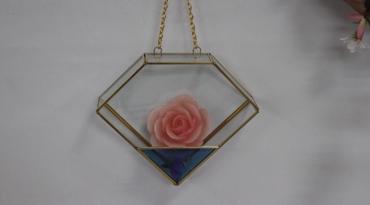 Wholesale geometric terrarium glass decor hanging golden terrarium flower vase plant container
