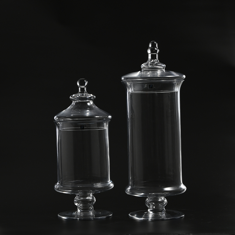 Glassware factory customized sizes Food storage jar with floral transparent glass candy jar or marshmallow jar