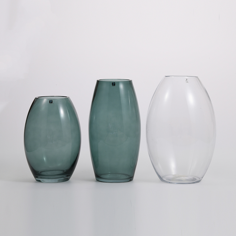 Heavy duty hand--blown glassware factory supply big mouth cylinder design for world whole sellers glass flower vase on sale