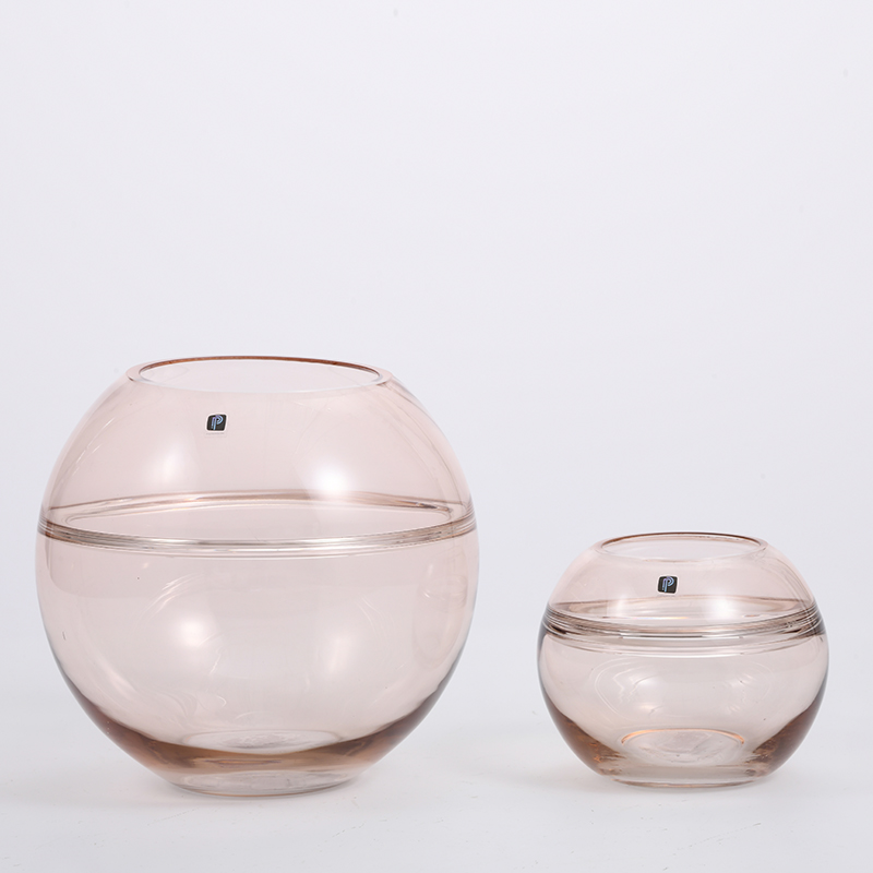 Transparent pink cylindrical glass vase for home decoration table top flower glass bottle vase manufacture supply