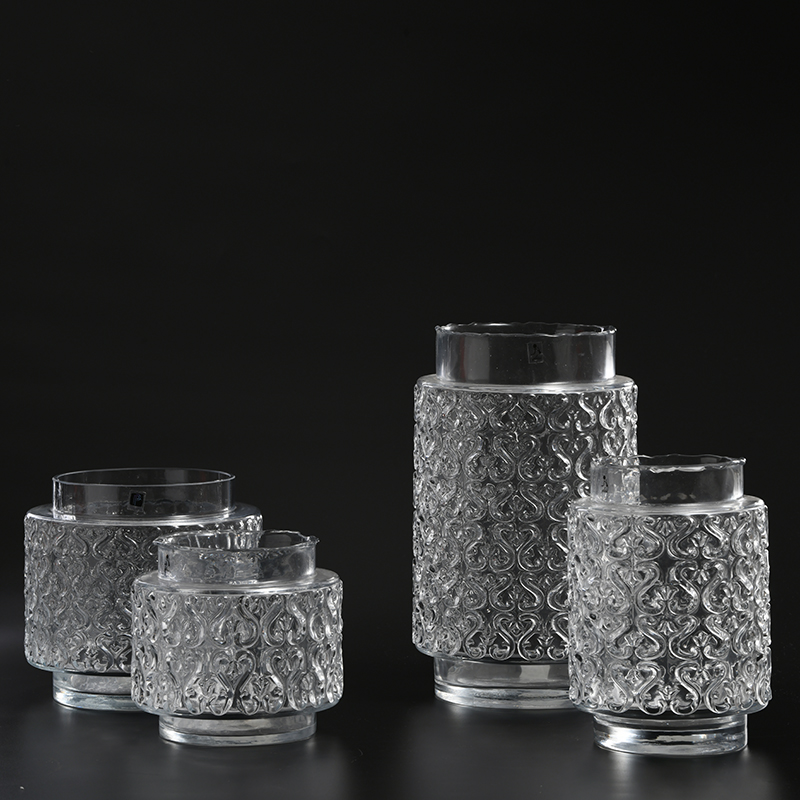 Tabletop special nordic design transparent hand-blown heavy clear glass flower vase