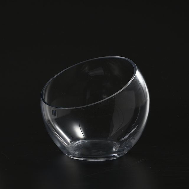 Transparent heavy duty with flat bottom bowl design glass candle holder manufacture supply