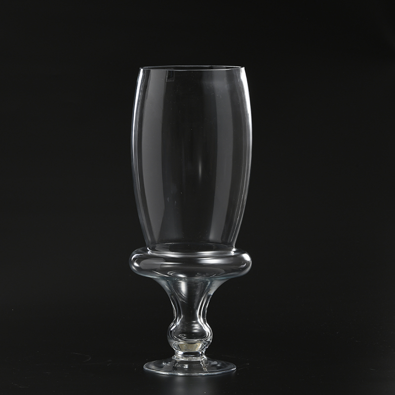 Hot sell tall glass vases for home and cafe table top decorative vases transparent hand-blown glass flower vase