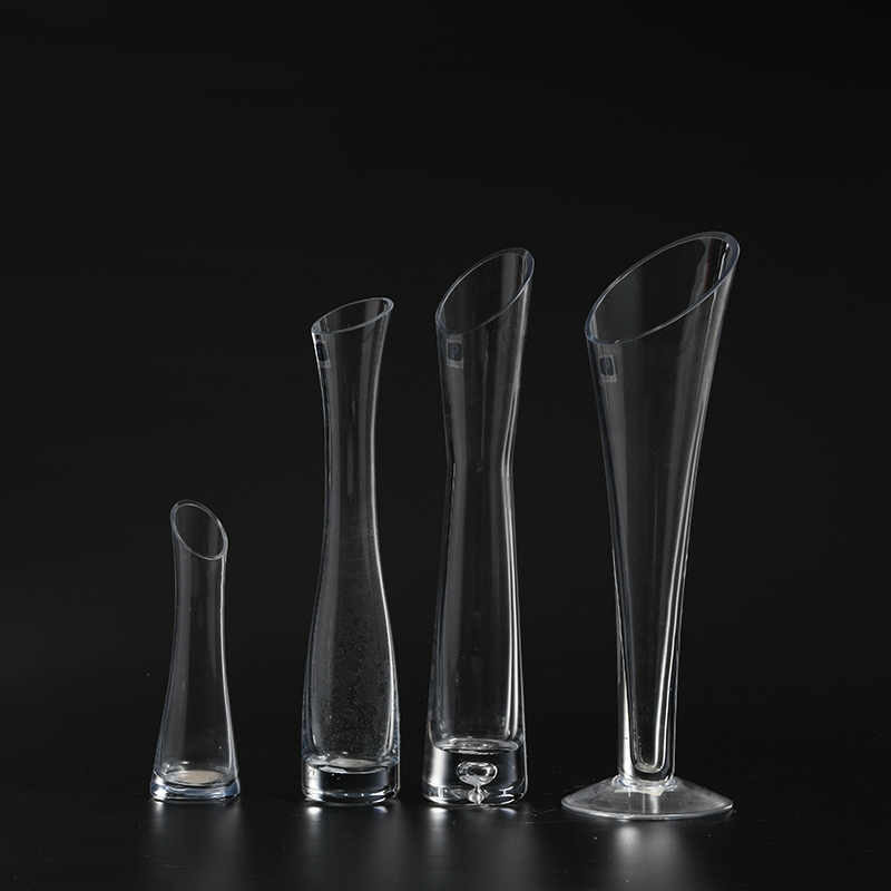 Typical design glass flower vase for decoration customized transparent hand-blown clear glass flower vase on sale