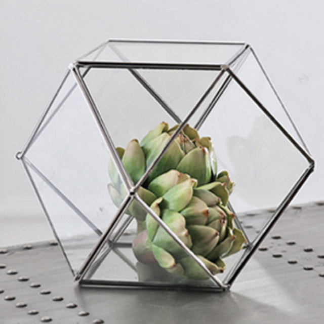 New design Black geometric terrarium glass vase for home decoration wholesale