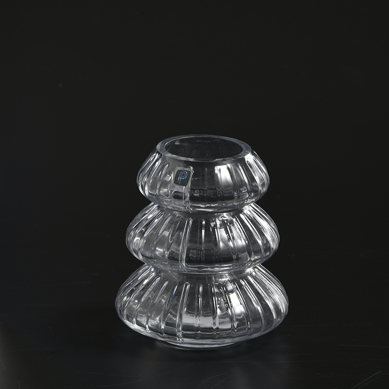 Hot selling special modern design transparent hand-blown thick clear heavy glass flower vase