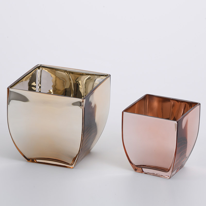 Hot selling golden electroplating smooth glass flower vase manufacture supply