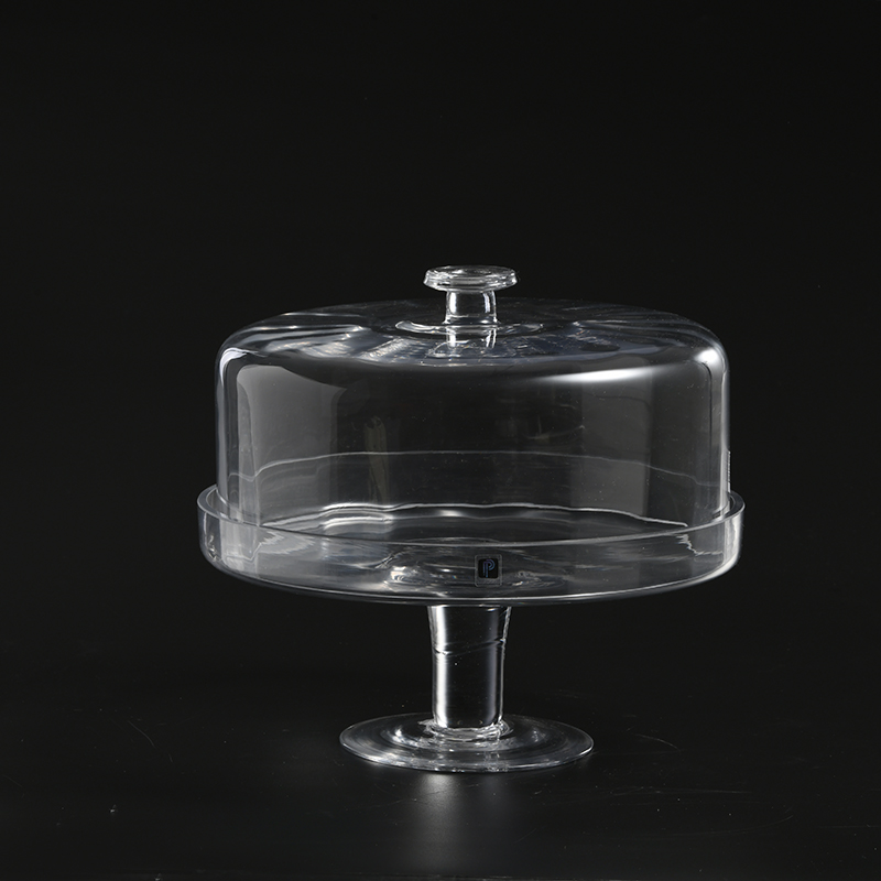 Transparent hand-blown glass cake cover leather belt on top Glass Cake stand Cover on sale