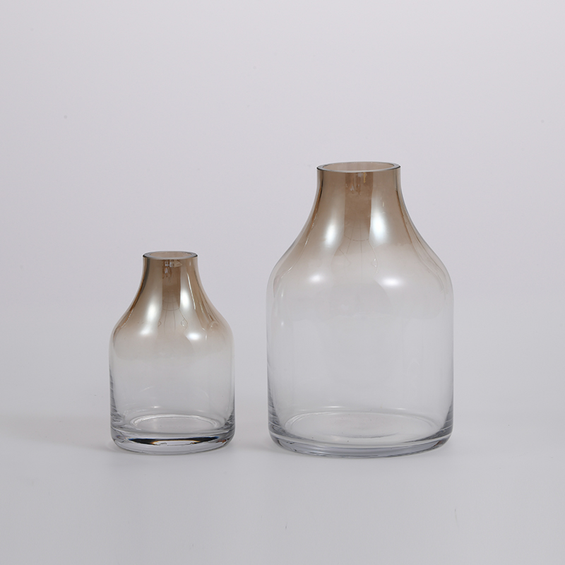 Fashion modern style glassware golden glass top and transparent glass bottom glass flower vase for decoration