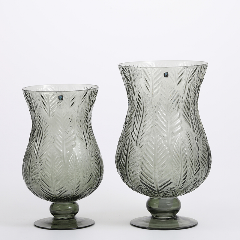 High quality glassware big open mouth glass vase design decorative glass flower vase Chinese manufacture