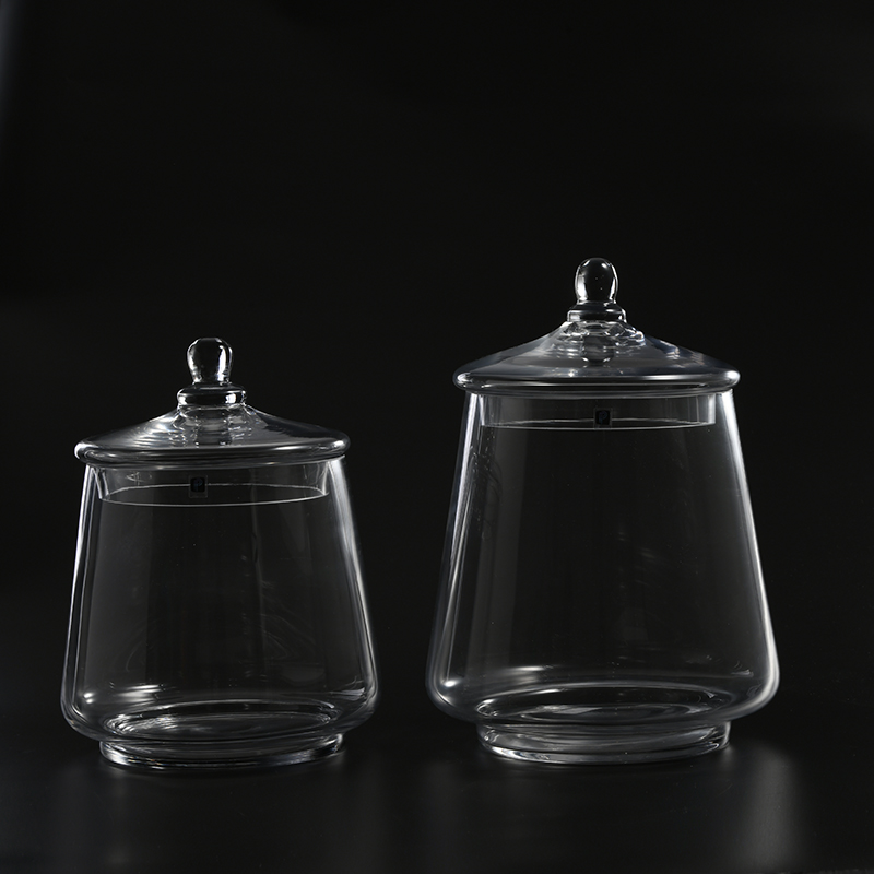 Food storage customized sizes heavy-duty transparent glass candy jar or marshmallow jar with lid hot sale design Amazon sellers