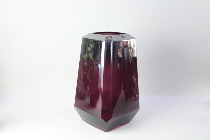 High Quality Purple Gradient Color Household Mini Flared Clear Glass Vase