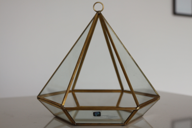 European vintage brass Terrarium diamond shape Geometric flower house