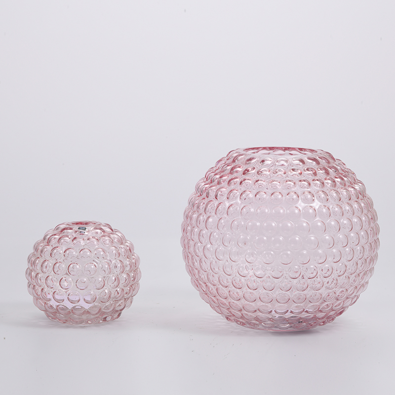 Customized pink or grey floral bowl design flower container glass flower vase for home decoration factory directly supply