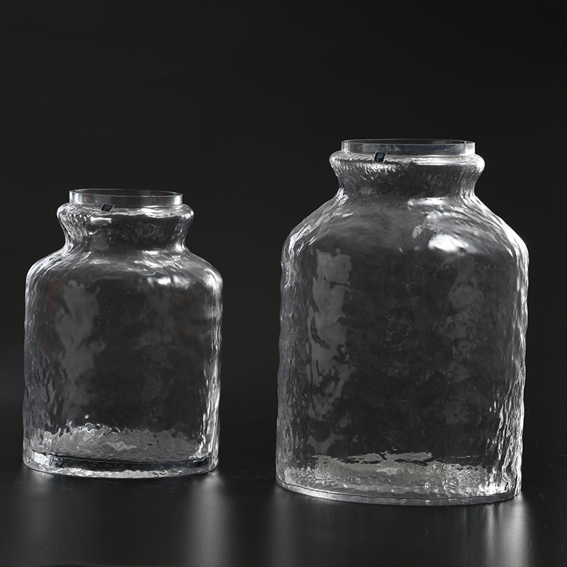 Tabletop special nordic design transparent hand-blown heavy clear glass flower vase