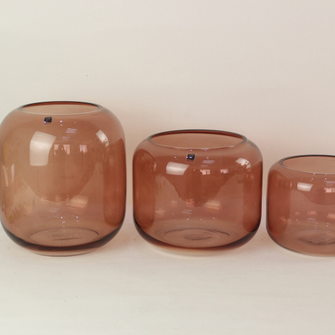 Famous Chinese Trademark Creative art hand blown oval shaoe design unique glass vases
